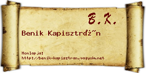 Benik Kapisztrán névjegykártya